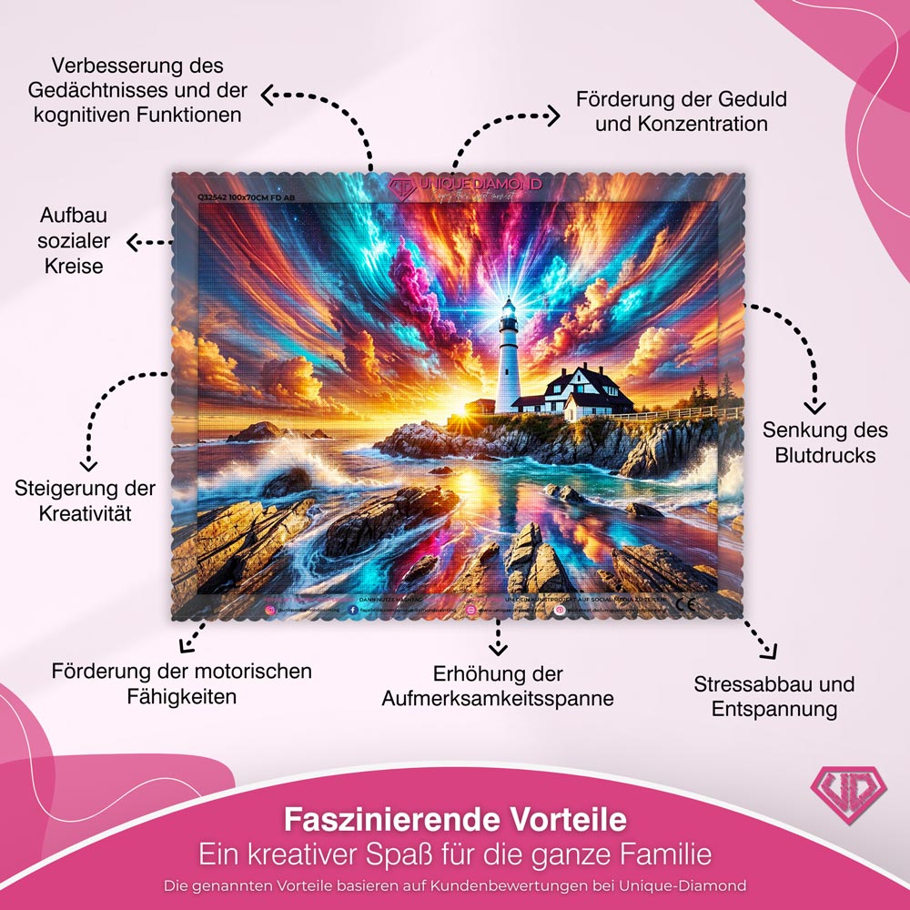 5D Diamond Painting – Leuchtturm der Farbenpracht Unique-Diamond