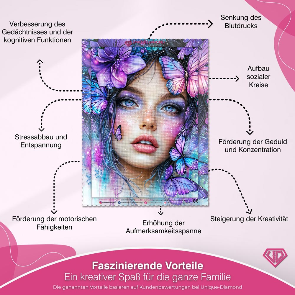 5D Diamond Painting – Liora im Schmetterlingshauch Unique-Diamond