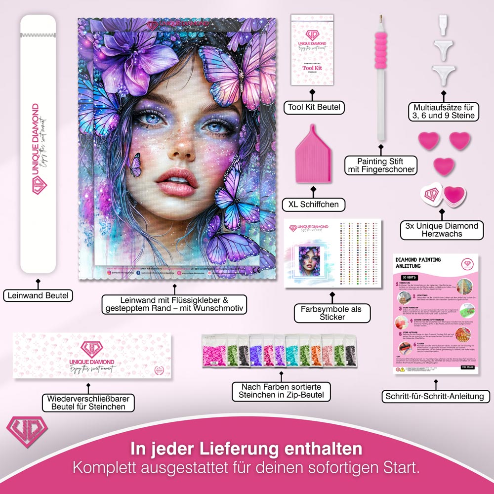 5D Diamond Painting – Liora im Schmetterlingshauch Unique-Diamond