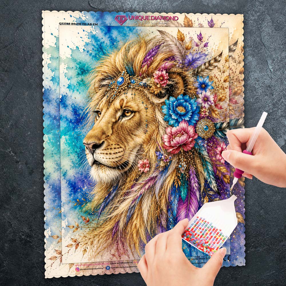 5D Diamond Painting – Löwe der Federkrone