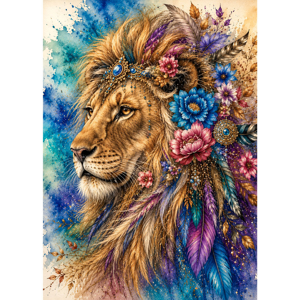 5D Diamond Painting – Löwe der Federkrone | Unique Diamond