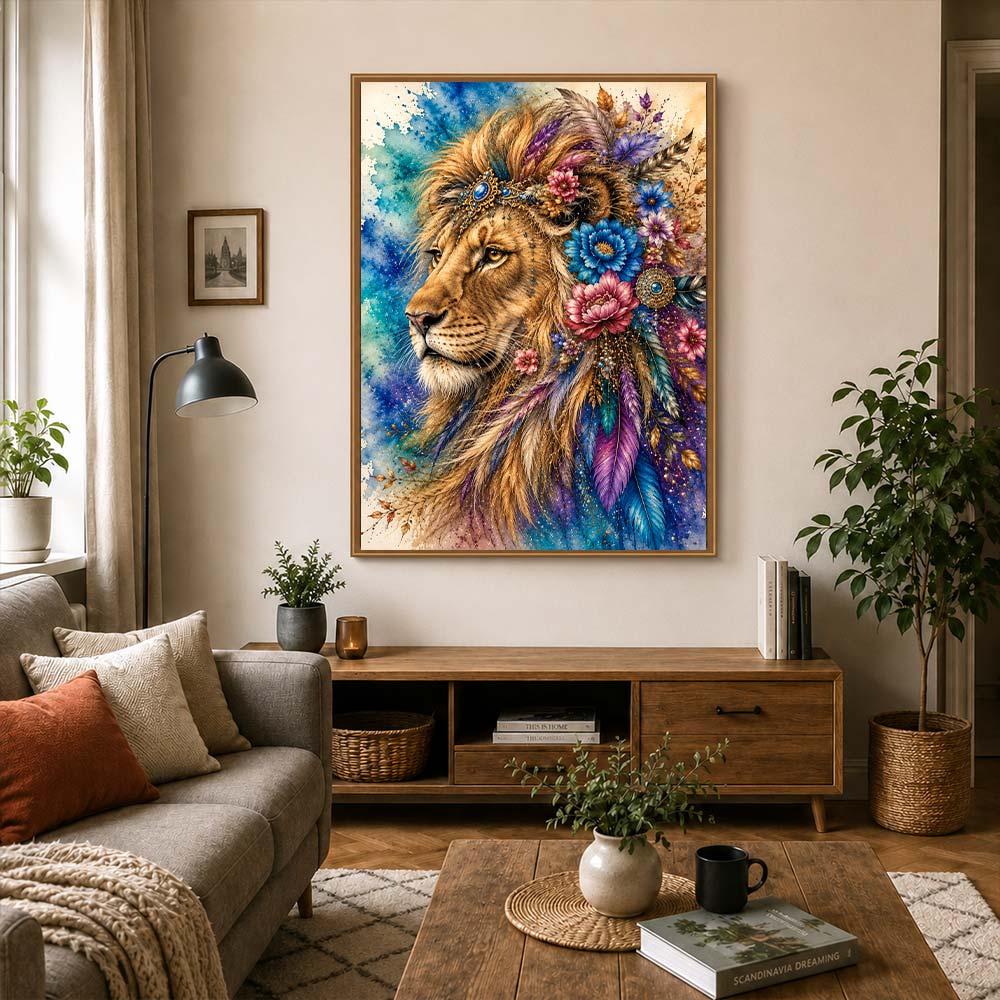 5D Diamond Painting – Löwe der Federkrone