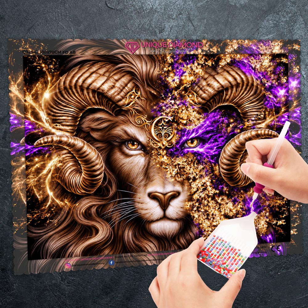 5D Diamond Painting – Löwe der Violetten Urkraft