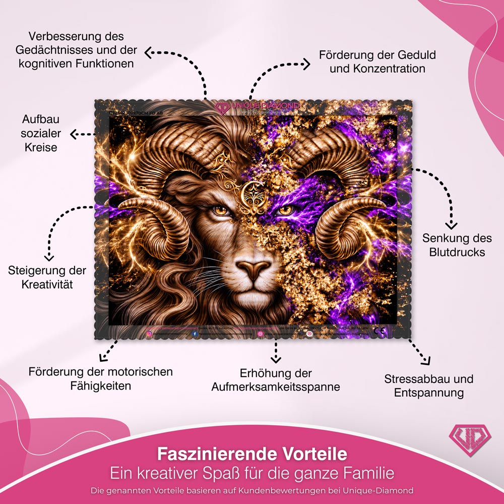 5D Diamond Painting – Löwe der Violetten Urkraft