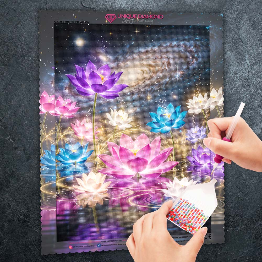 5D Diamond Painting – Lotus Galaxy, Unique-Diamond