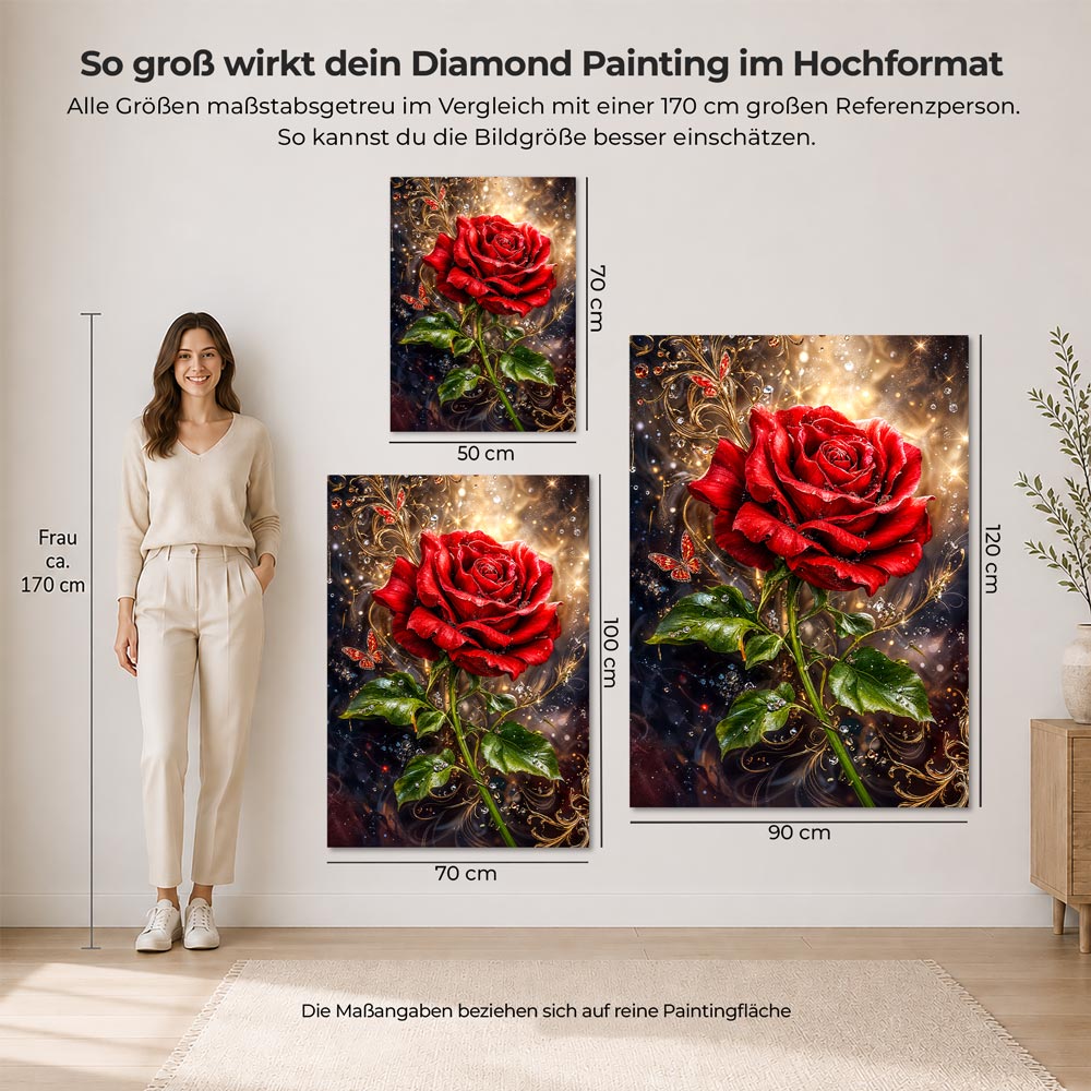 5D Diamond Painting – Magische Rubinrose