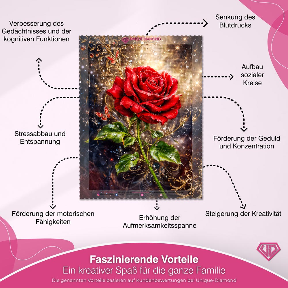5D Diamond Painting – Magische Rubinrose