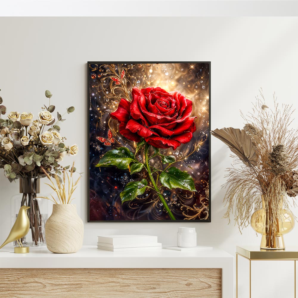 5D Diamond Painting – Magische Rubinrose