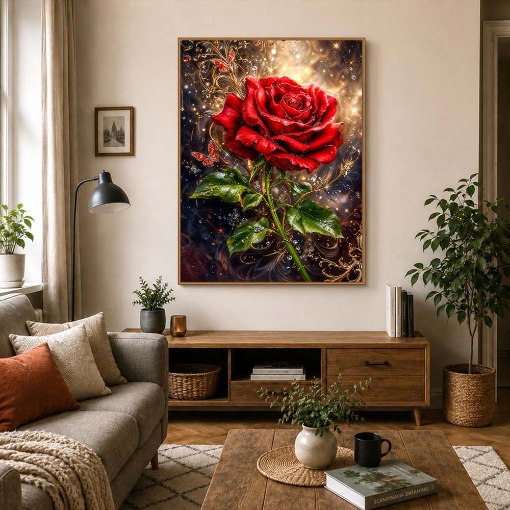 5D Diamond Painting – Magische Rubinrose