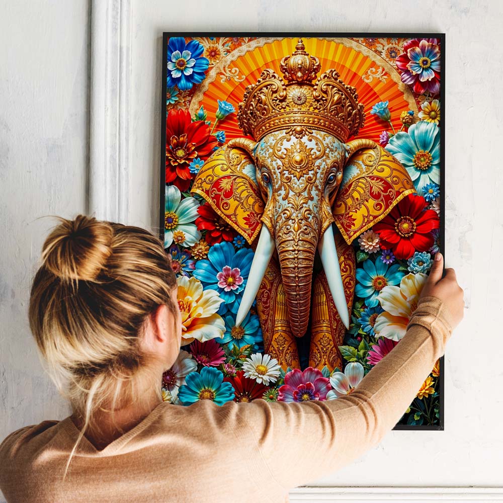 5D Diamond Painting – Majestätischer Ganesha mit 100 Farben, Unique-Diamond