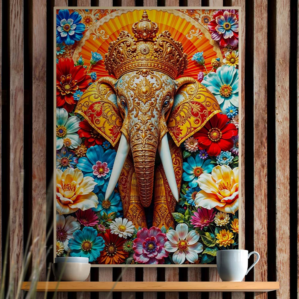 5D Diamond Painting – Majestätischer Ganesha mit 100 Farben, Unique-Diamond