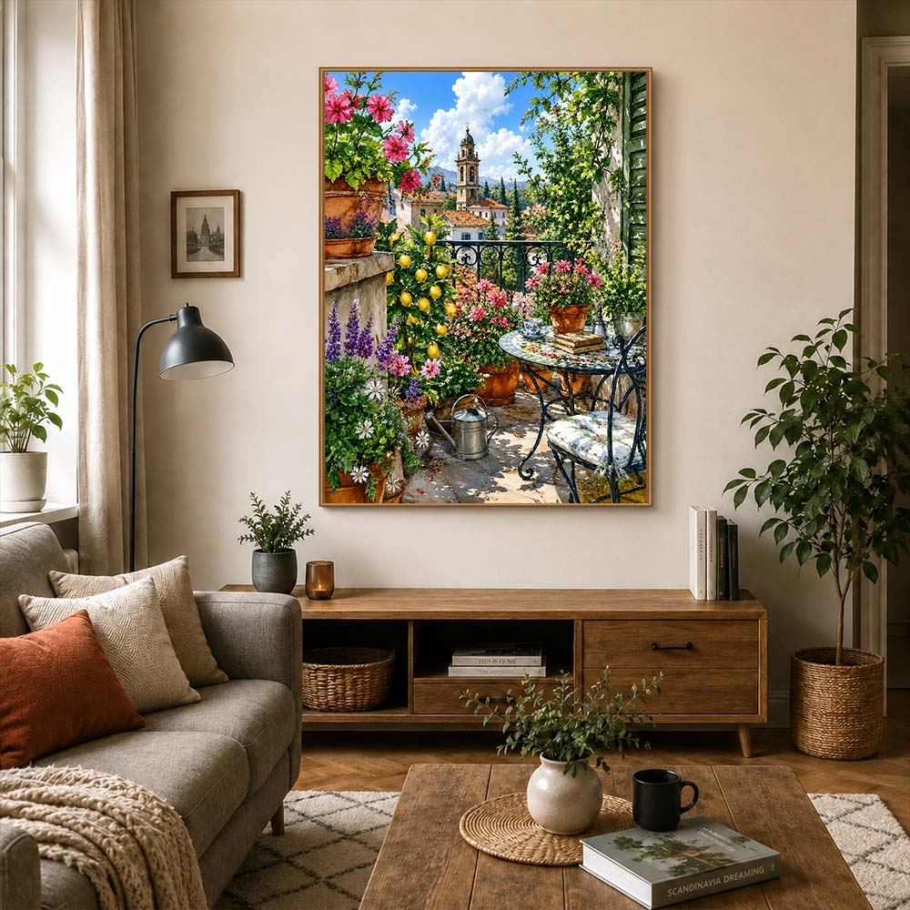 5D Diamond Painting – Mediterrane Blütenterrasse