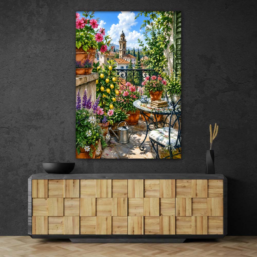 5D Diamond Painting – Mediterrane Blütenterrasse