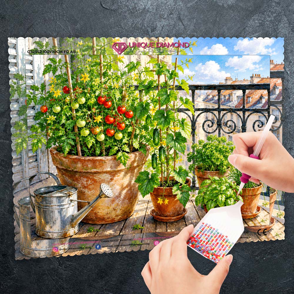 5D Diamond Painting – Mediterraner Balkongarten