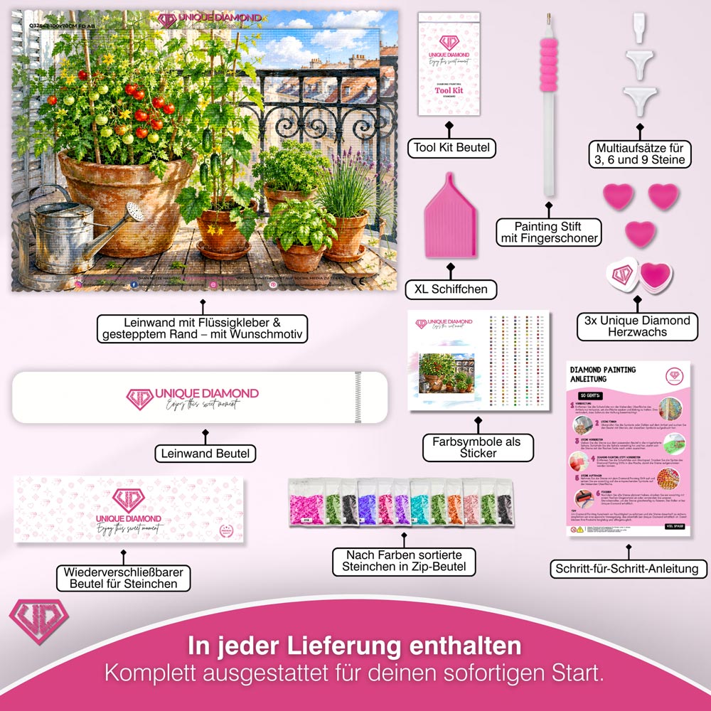 5D Diamond Painting – Mediterraner Balkongarten
