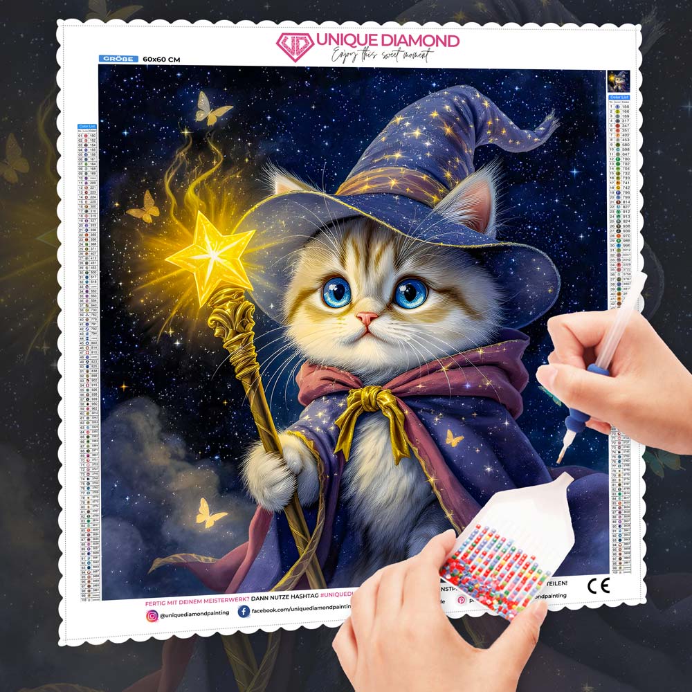 5D Diamond Painting – Merlinchen Die Zauberkatze der Sterne Unique-Diamond
