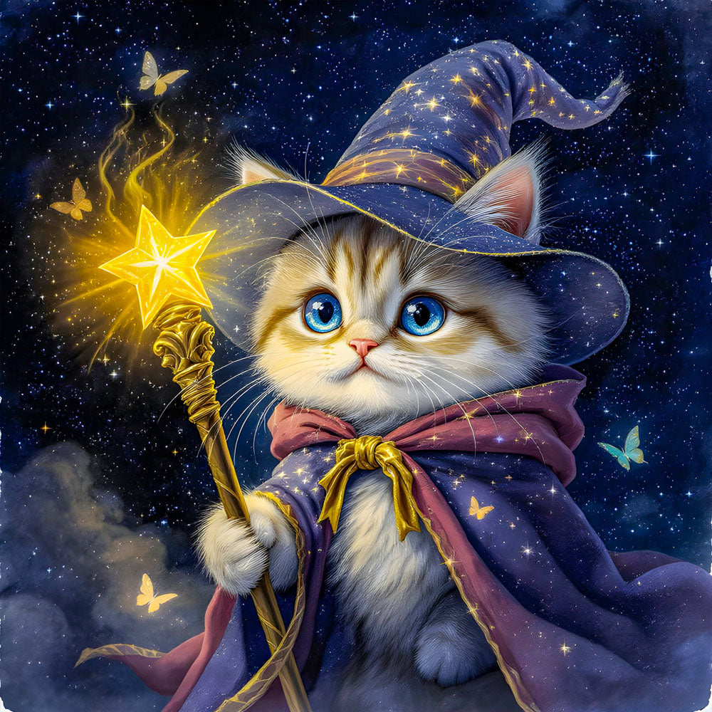 5D Diamond Painting – Merlinchen Die Zauberkatze der Sterne Unique-Diamond