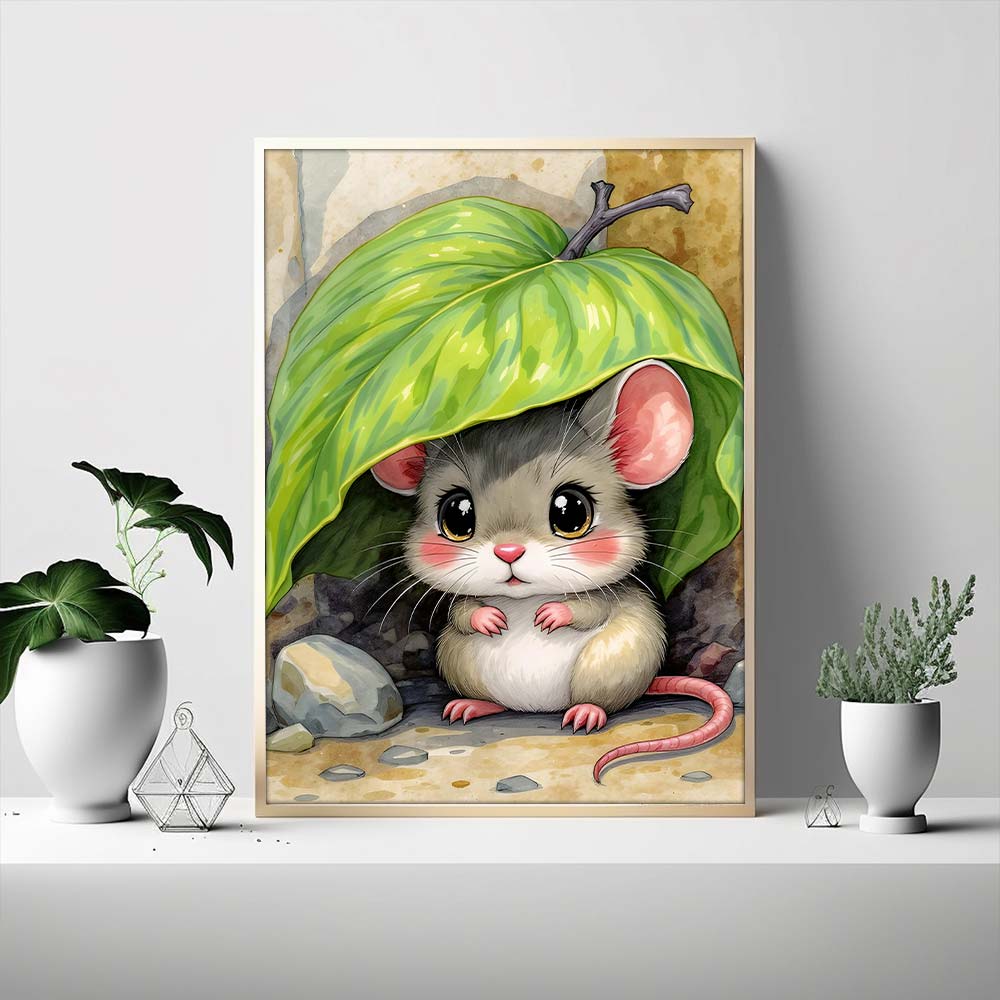 5D Diamond Painting – Minimaus unter dem Blattdach, Unique-Diamond