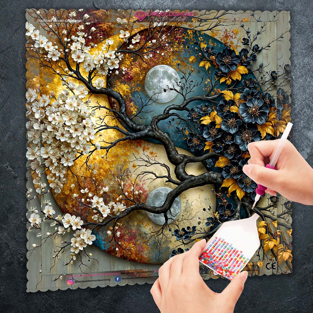 5D Diamond Painting – Mondblüten der Dualität