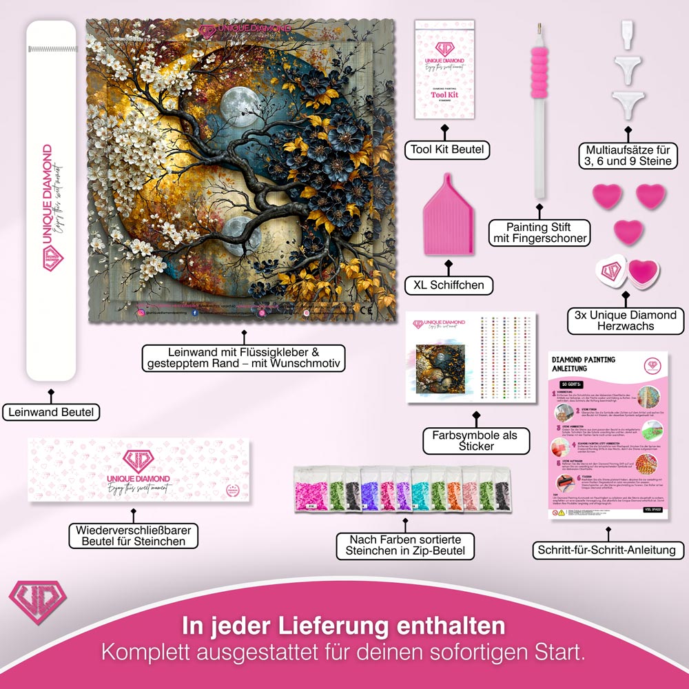 5D Diamond Painting – Mondblüten der Dualität