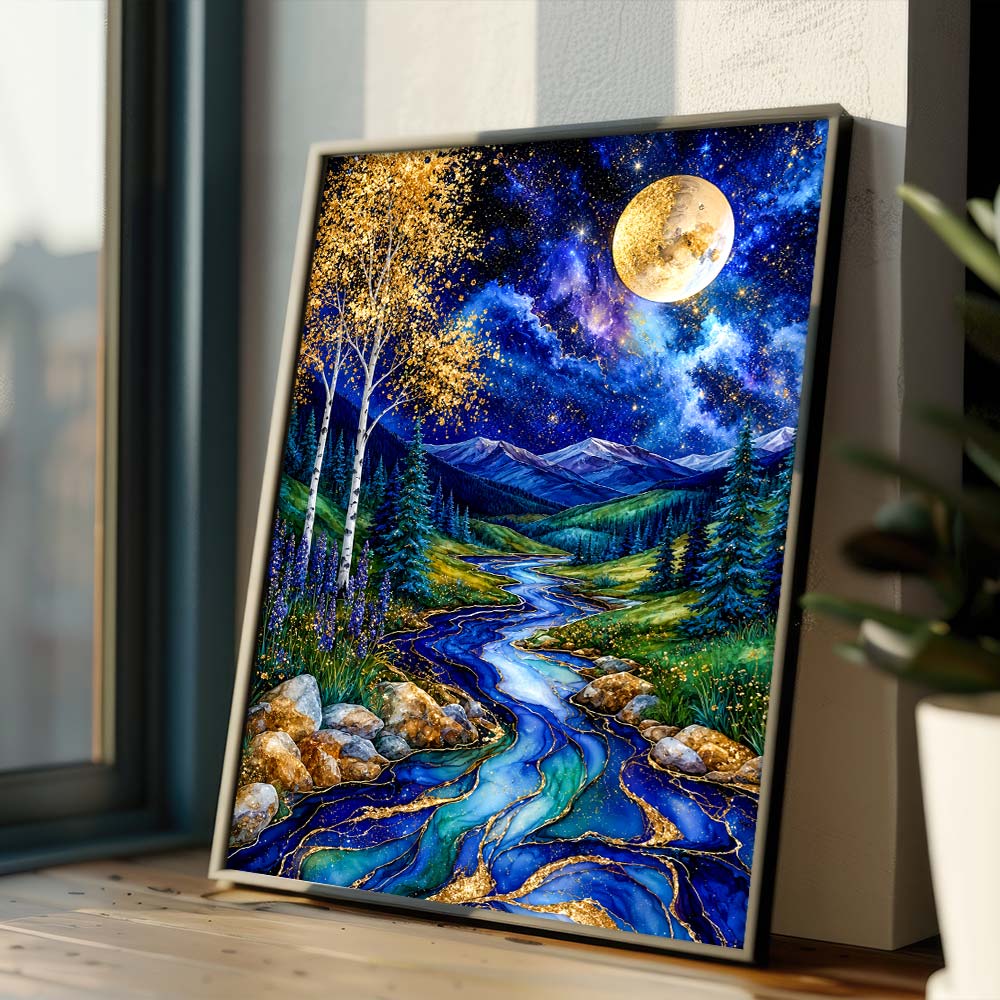 5D Diamond Painting – Mondfluss der Ewigkeit