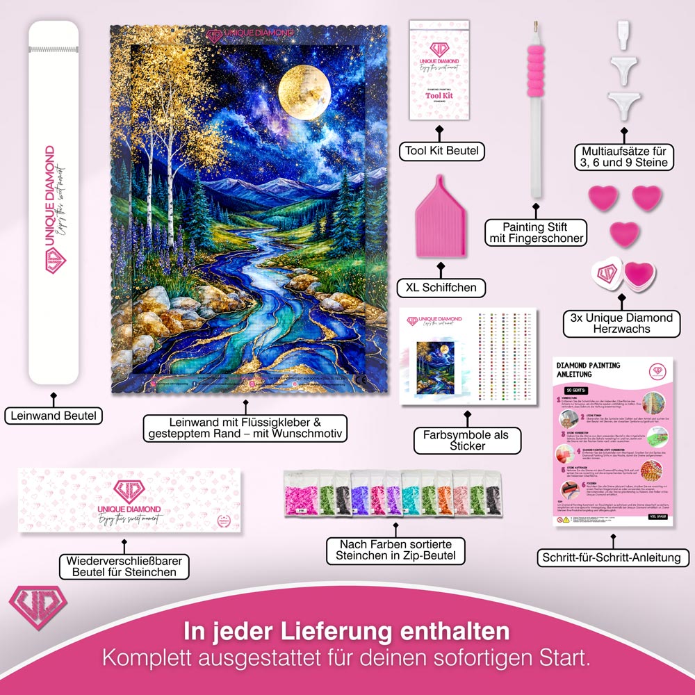 5D Diamond Painting – Mondfluss der Ewigkeit