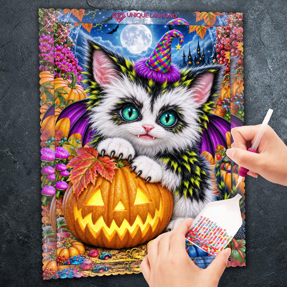 5D Diamond Painting – Mondnacht der kleinen Flederkatze
