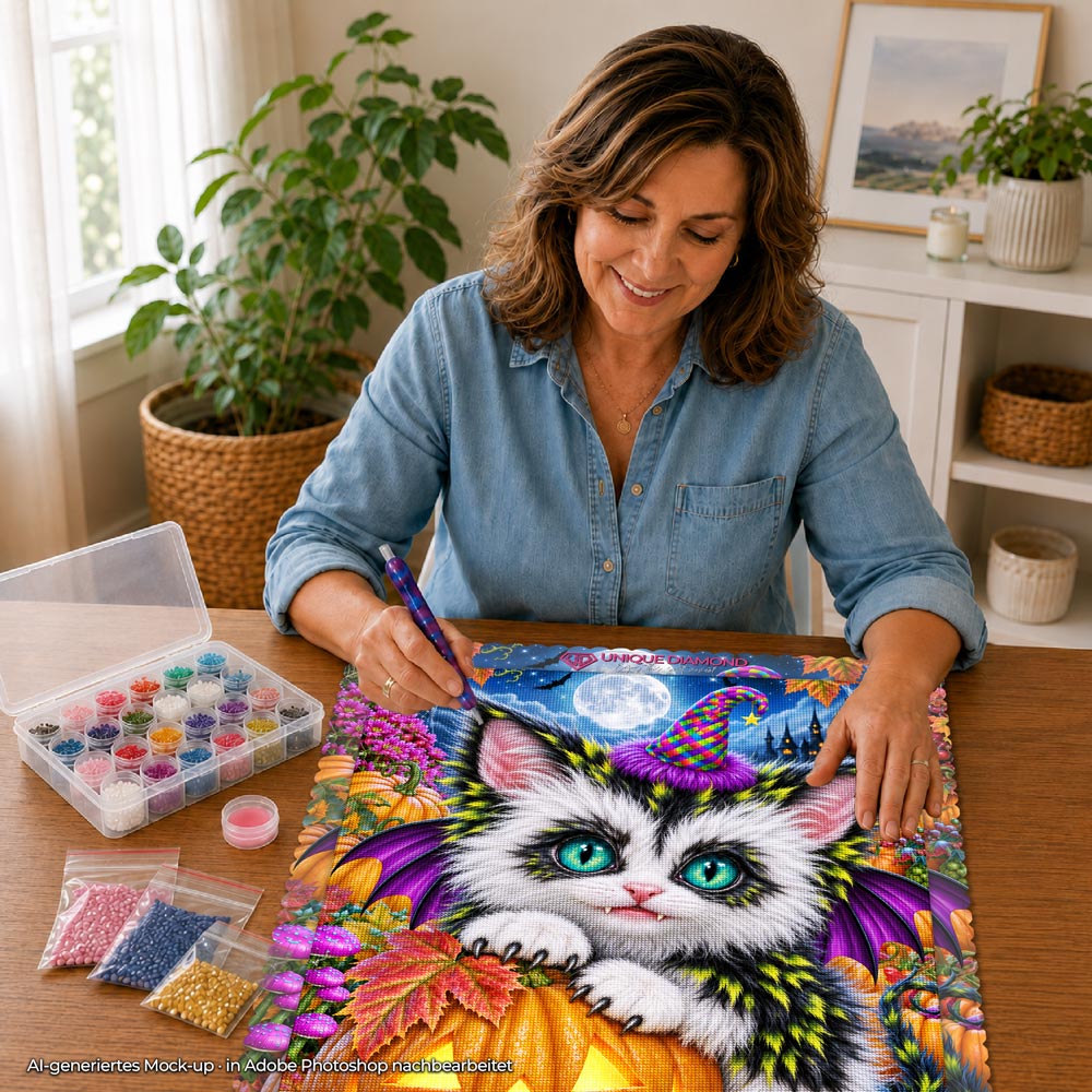 5D Diamond Painting – Mondnacht der kleinen Flederkatze