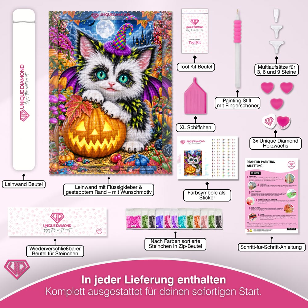 5D Diamond Painting – Mondnacht der kleinen Flederkatze