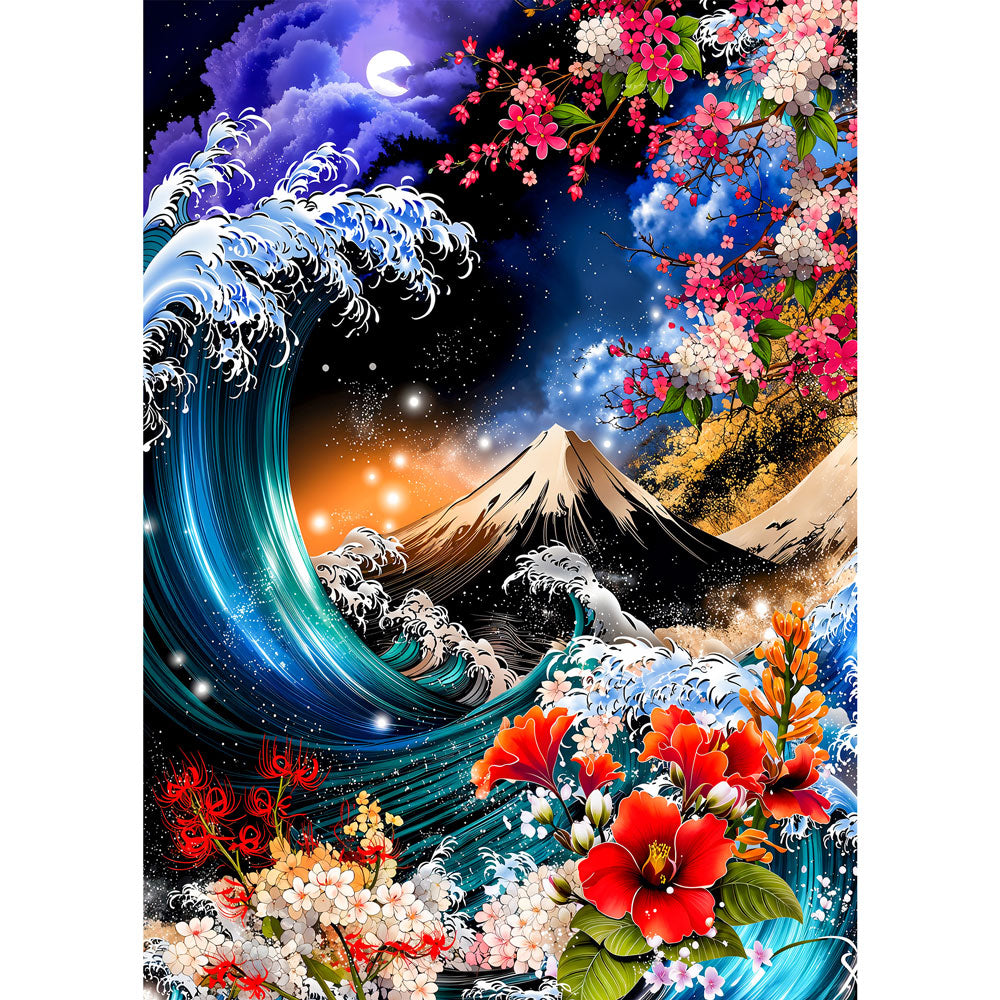 5D Diamond Painting – Moonwave Sakura Eclipse | Unique Diamond