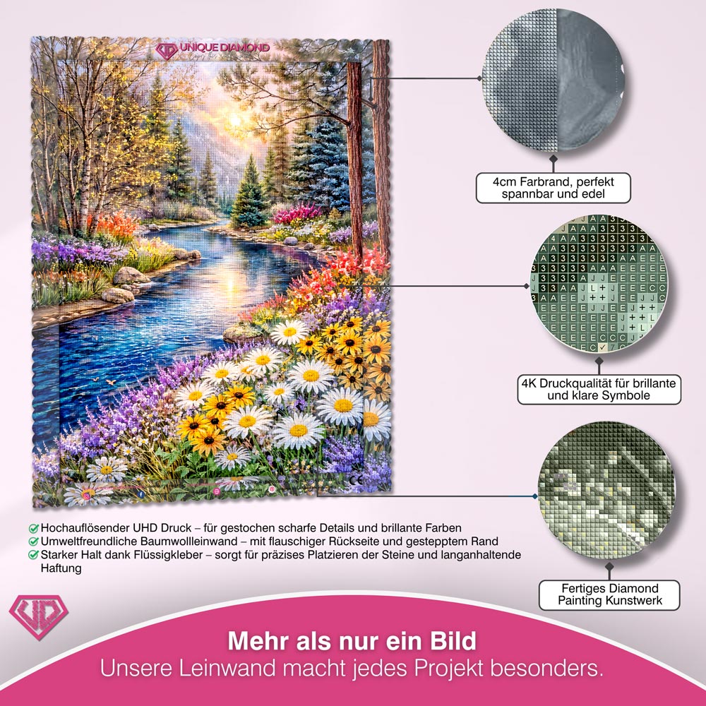 5D Diamond Painting – Mountain River Blossom