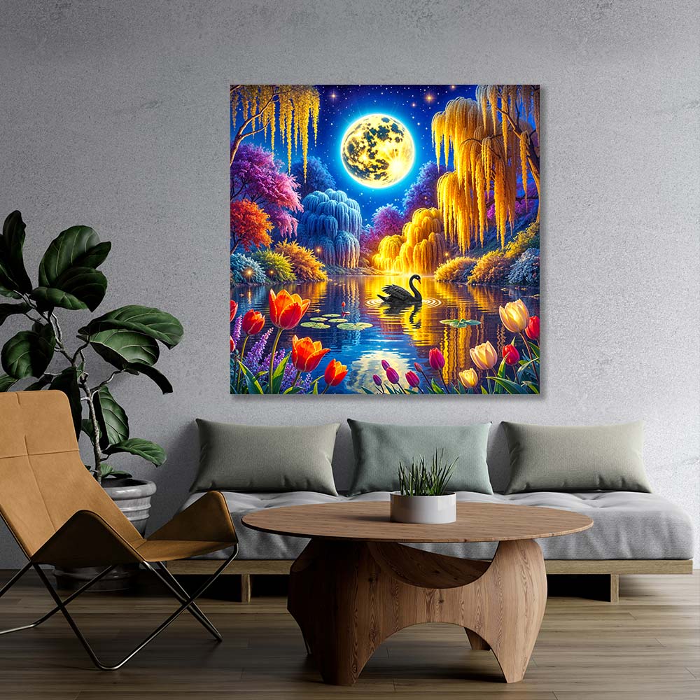 5D Diamond Painting – Nocturne des Schwarzen Schwans, Unique-Diamond
