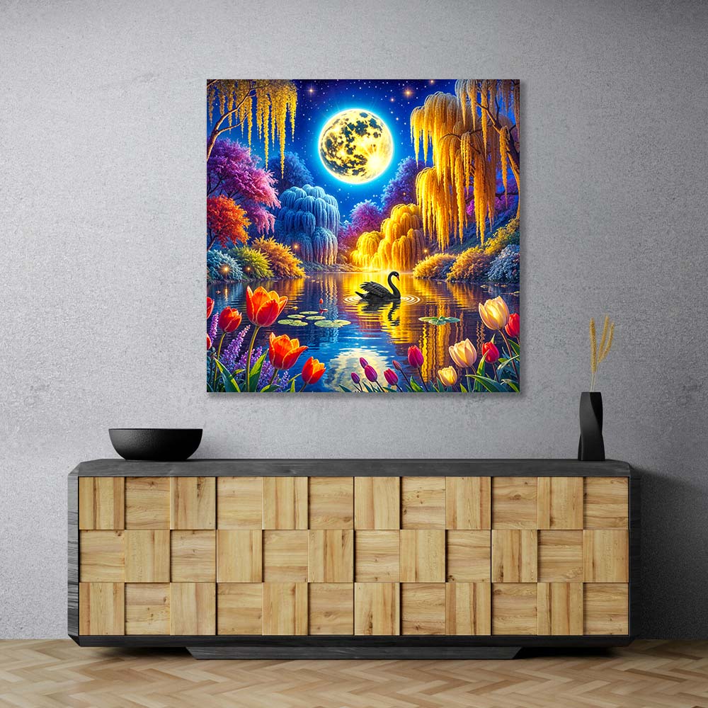 5D Diamond Painting – Nocturne des Schwarzen Schwans, Unique-Diamond