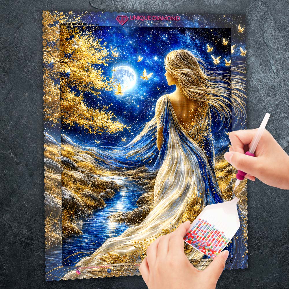 5D Diamond Painting – Nocturne in Saphir und Gold