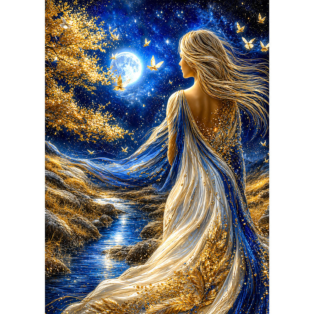 5D Diamond Painting – Nocturne in Saphir und Gold | Unique Diamond