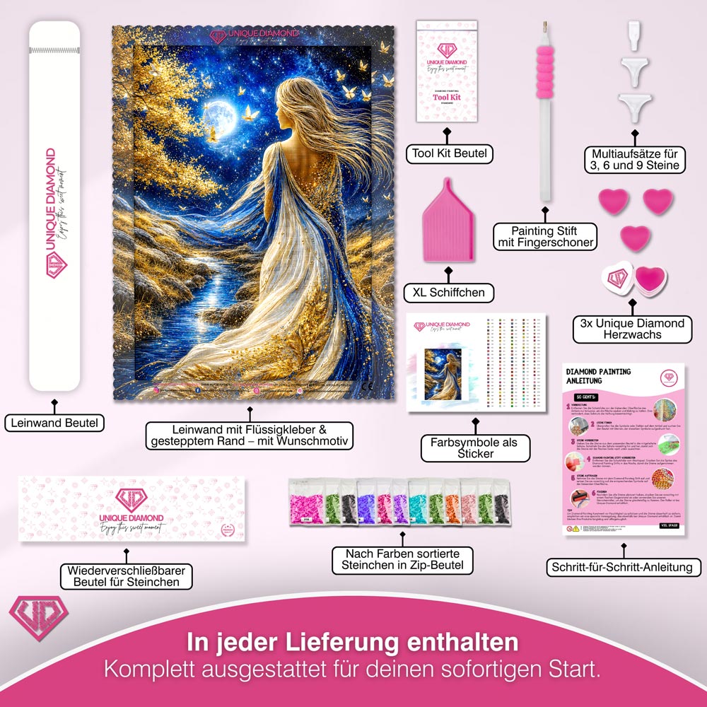 5D Diamond Painting – Nocturne in Saphir und Gold