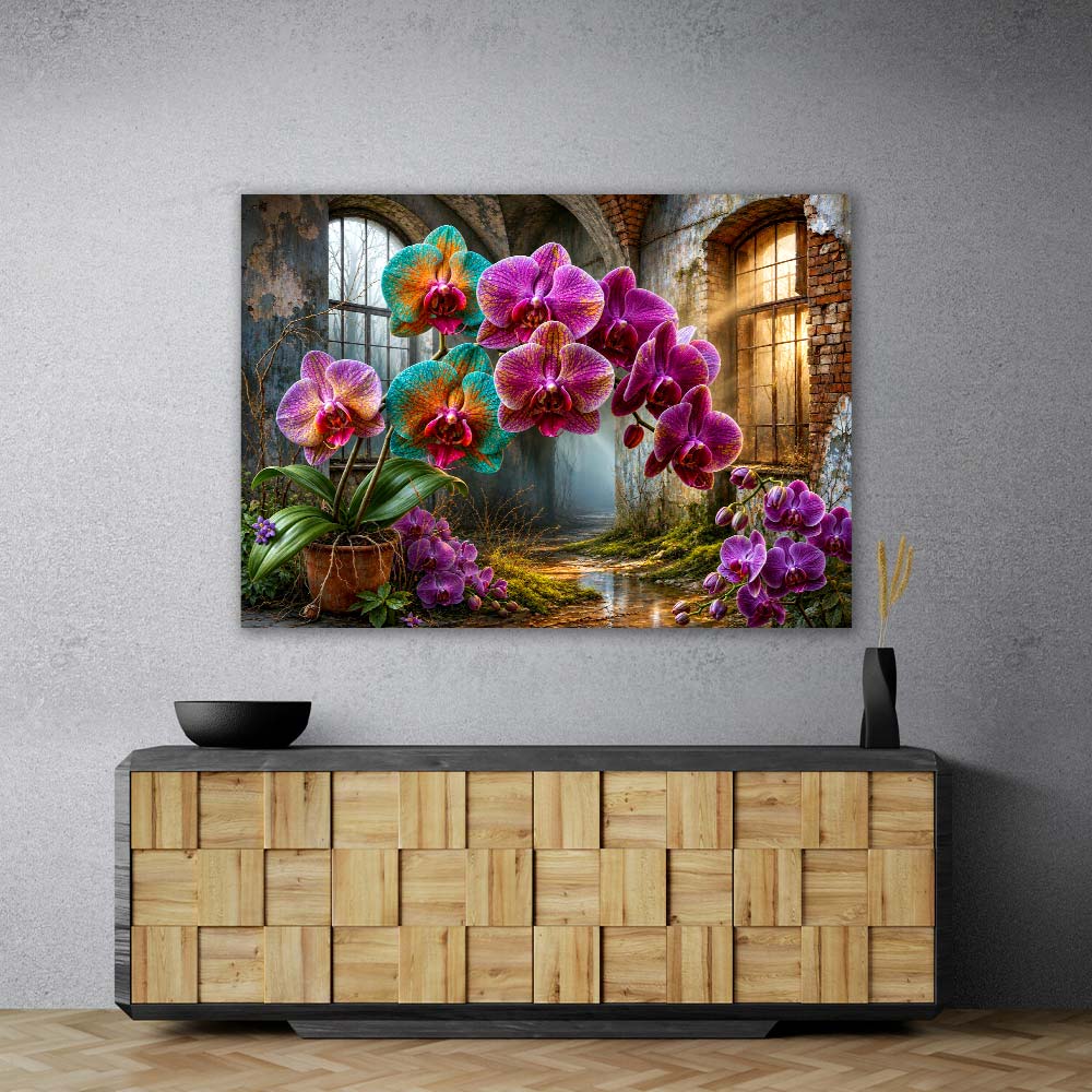 5D Diamond Painting – Orchideen im Echo der Ruinen
