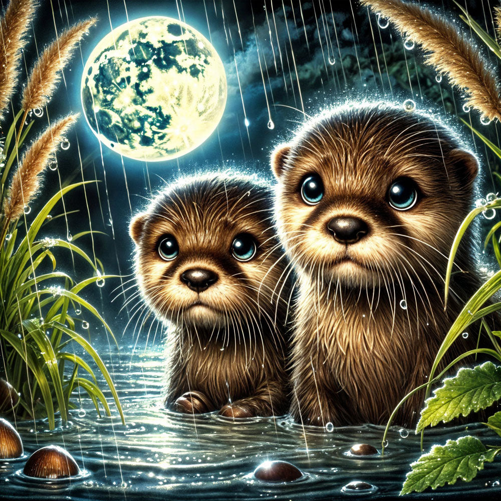 5D Diamond Painting – Otterträume im Mondlicht Unique-Diamond