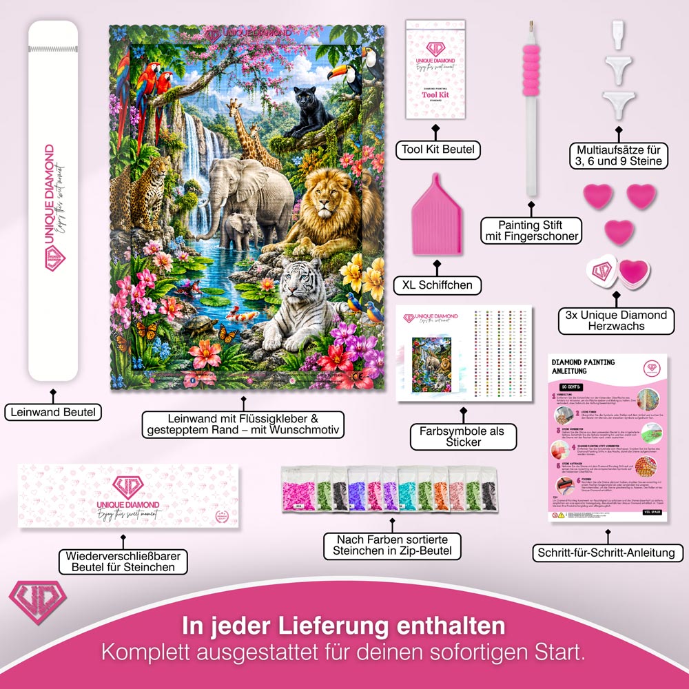 5D Diamond Painting – Paradies der Wildtiere