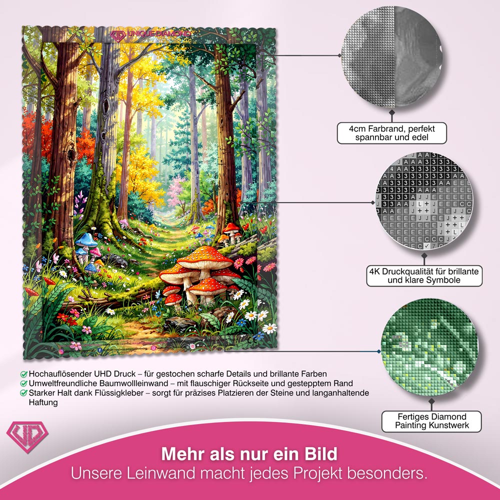 5D Diamond Painting – Pfad der Zauberpilze