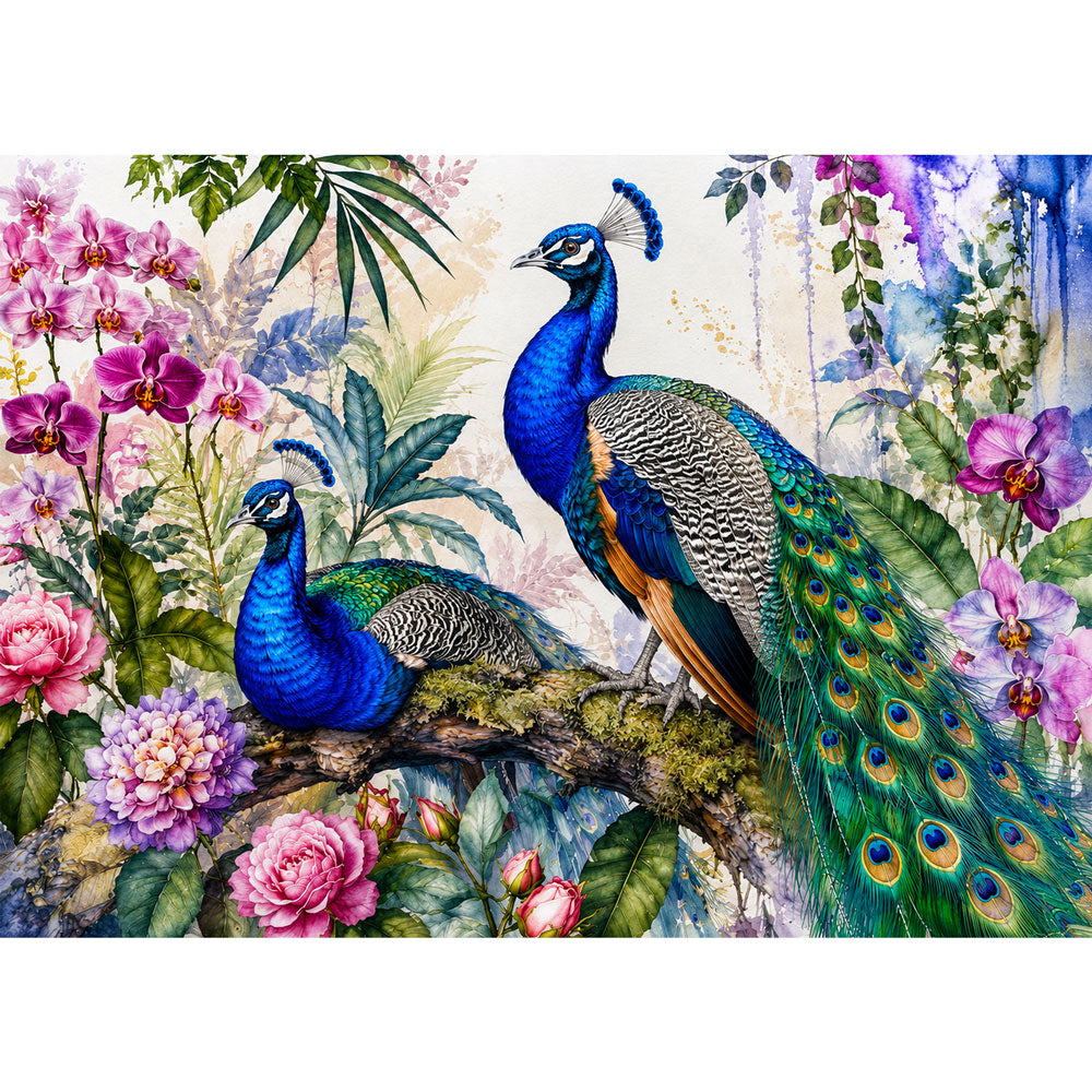 5D Diamond Painting – Pfauenpracht im Blütengarten | Unique Diamond