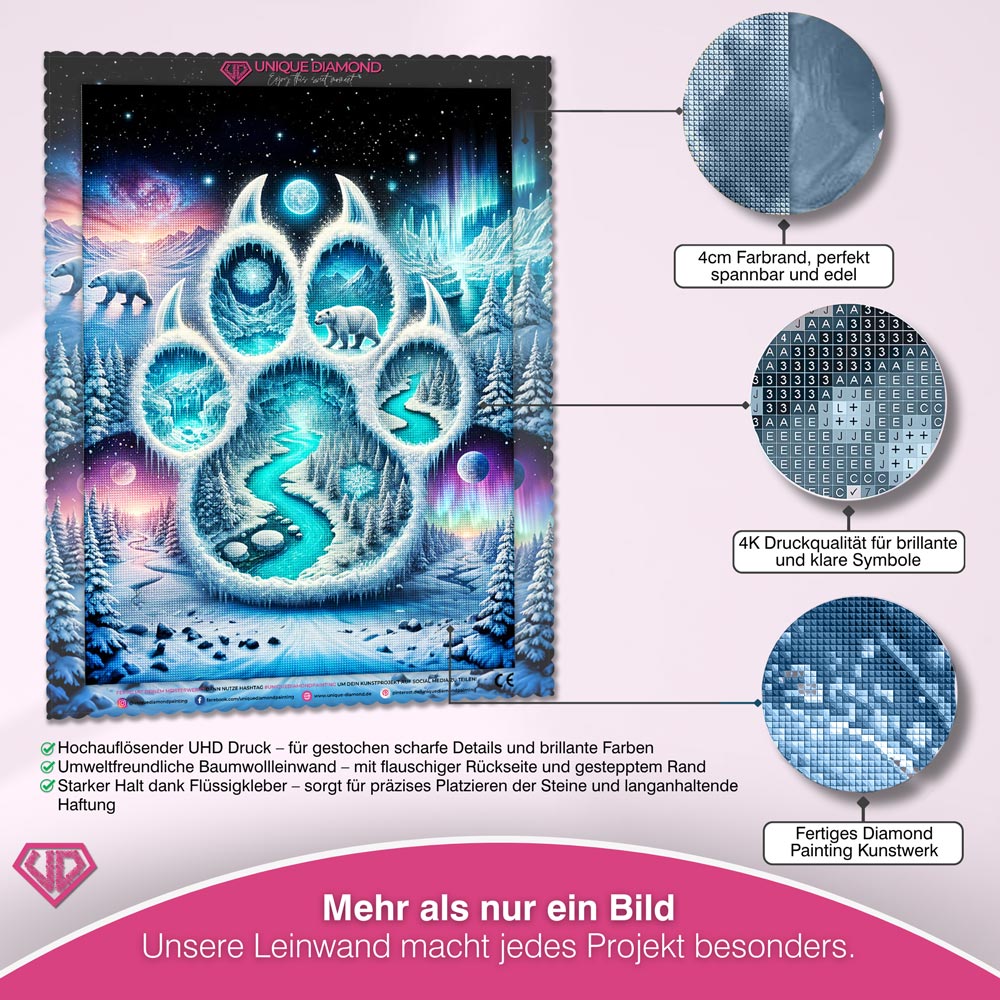 5D Diamond Painting – Pfotenspur des Nordlichts Unique-Diamond