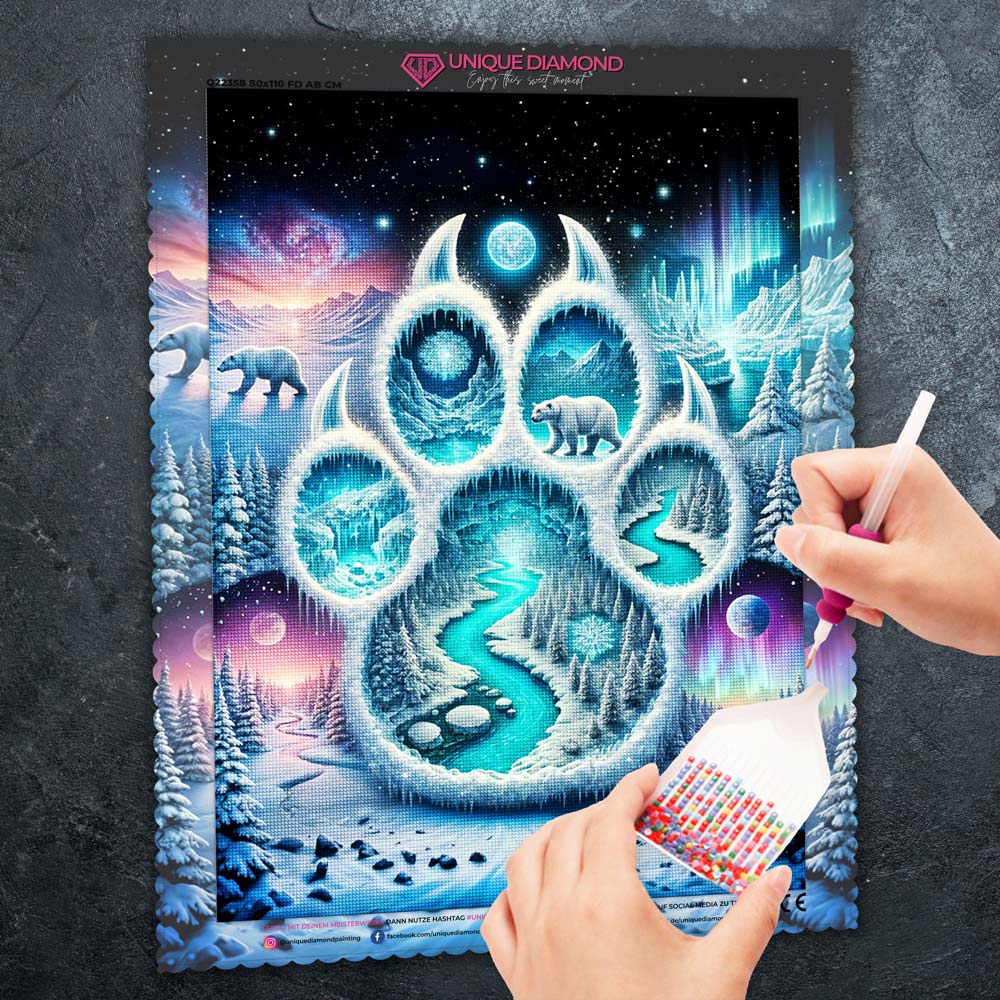 5D Diamond Painting – Pfotenspur des Nordlichts Unique-Diamond