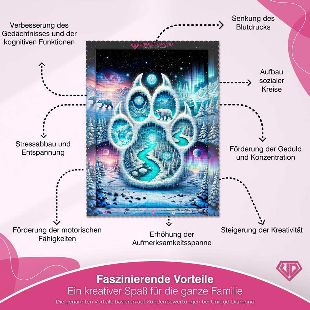 5D Diamond Painting – Pfotenspur des Nordlichts Unique-Diamond