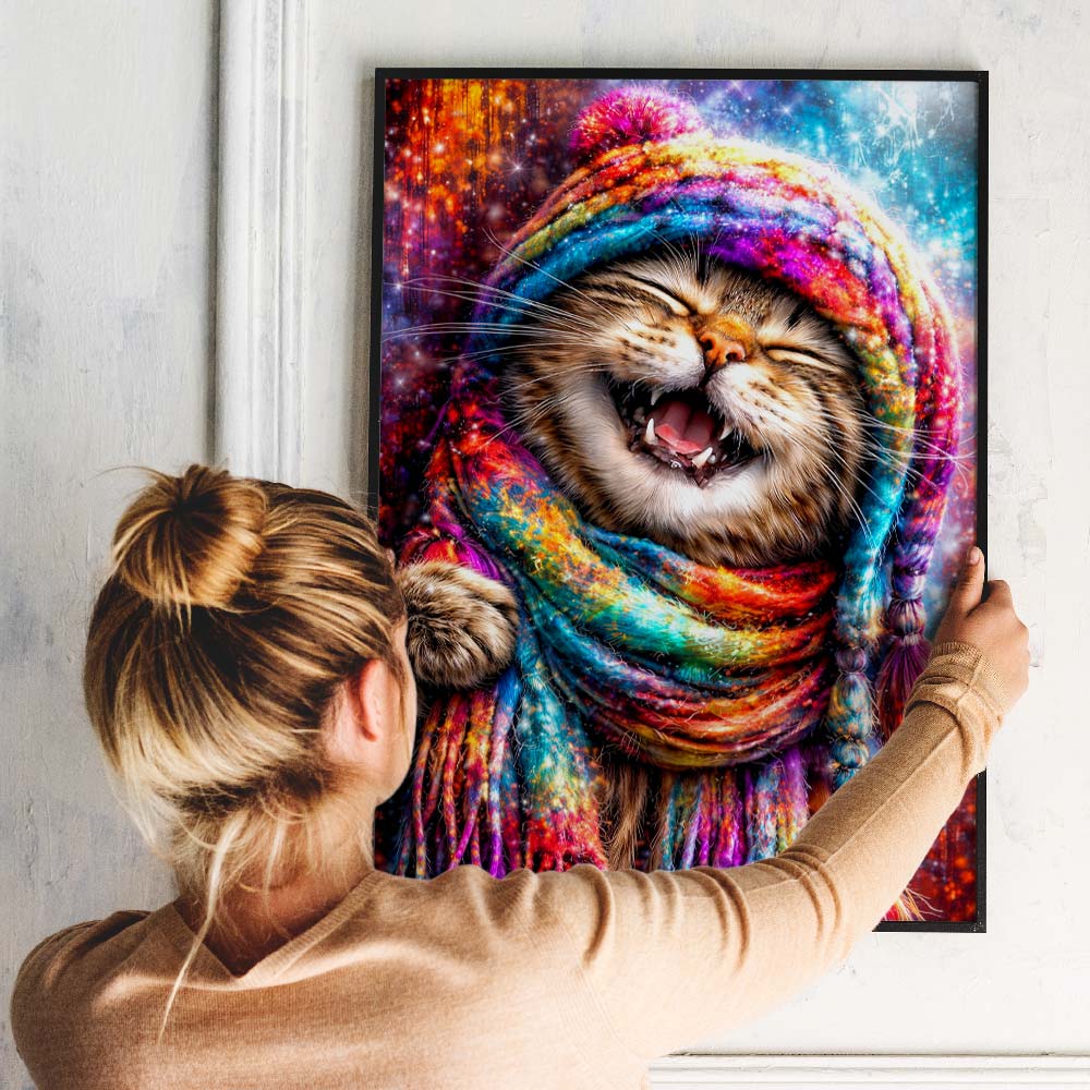 5D Diamond Painting – Rainbow Winter Cat