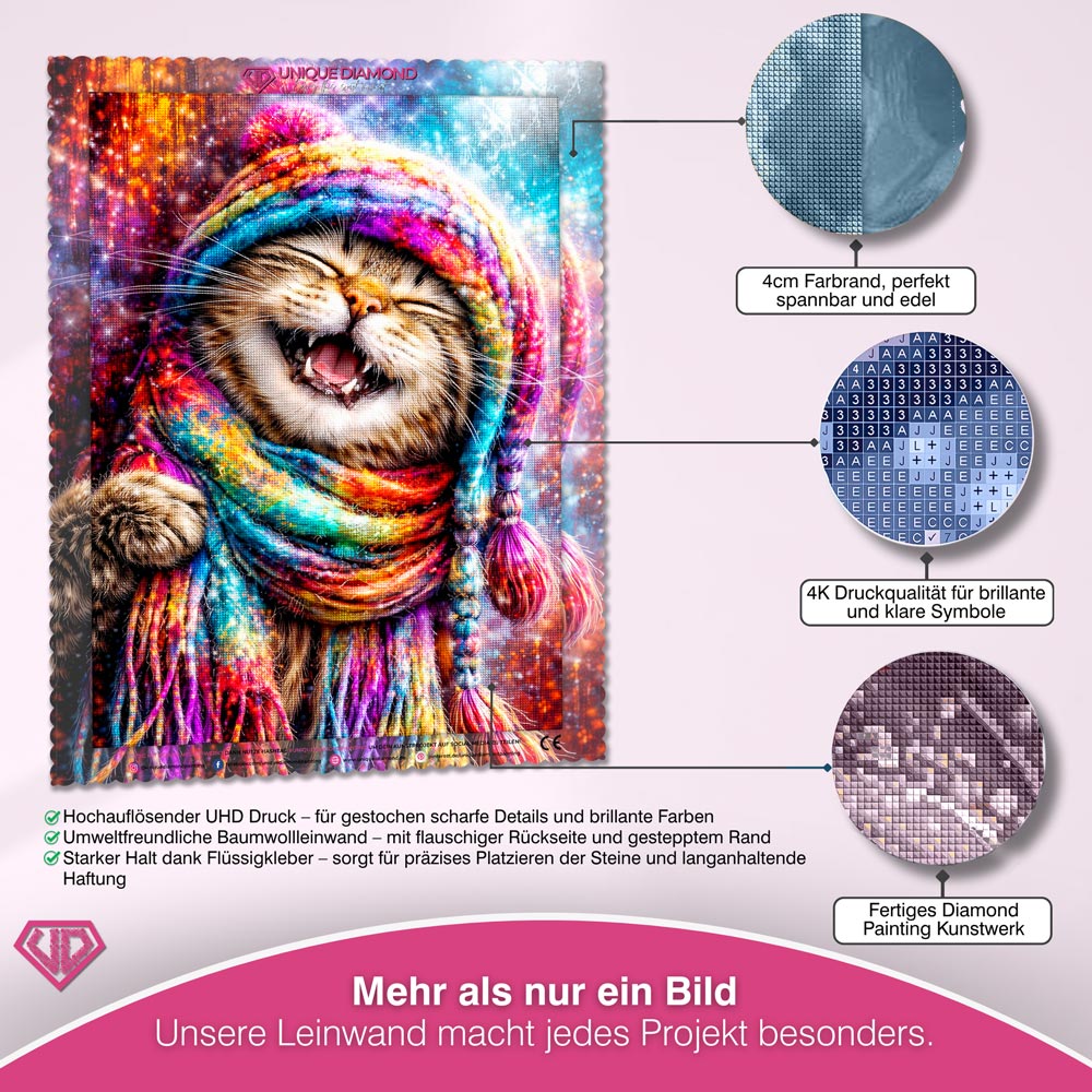 5D Diamond Painting – Rainbow Winter Cat