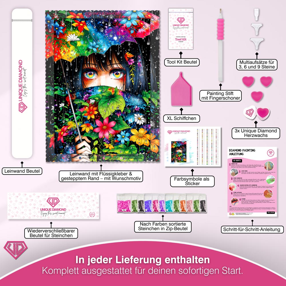 5D Diamond Painting – Rainlit Bloom