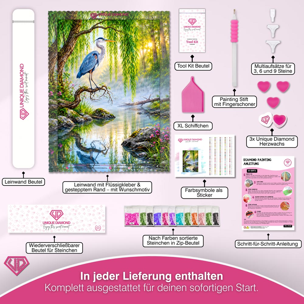 5D Diamond Painting – Reiher am Morgennebel