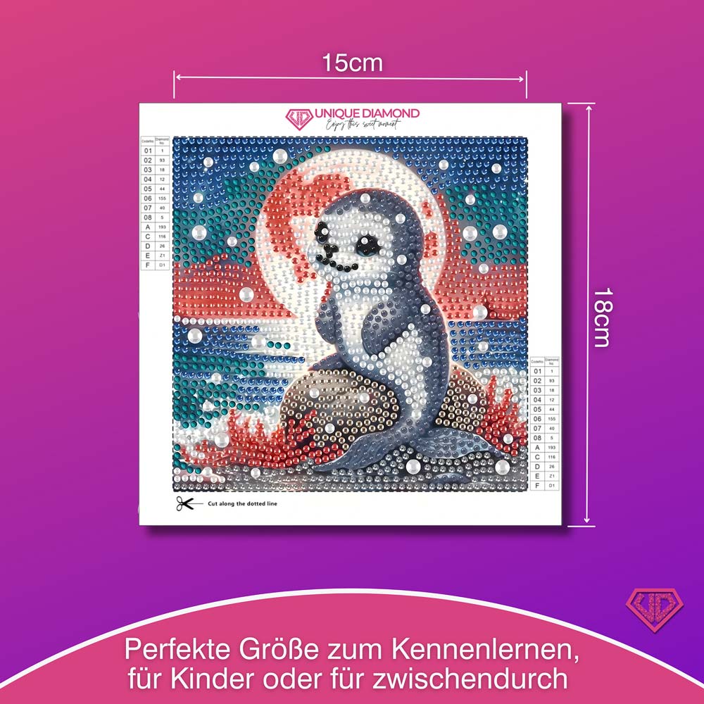 5D Diamond Painting – Robbe Luna im Polarlicht, Unique-Diamond