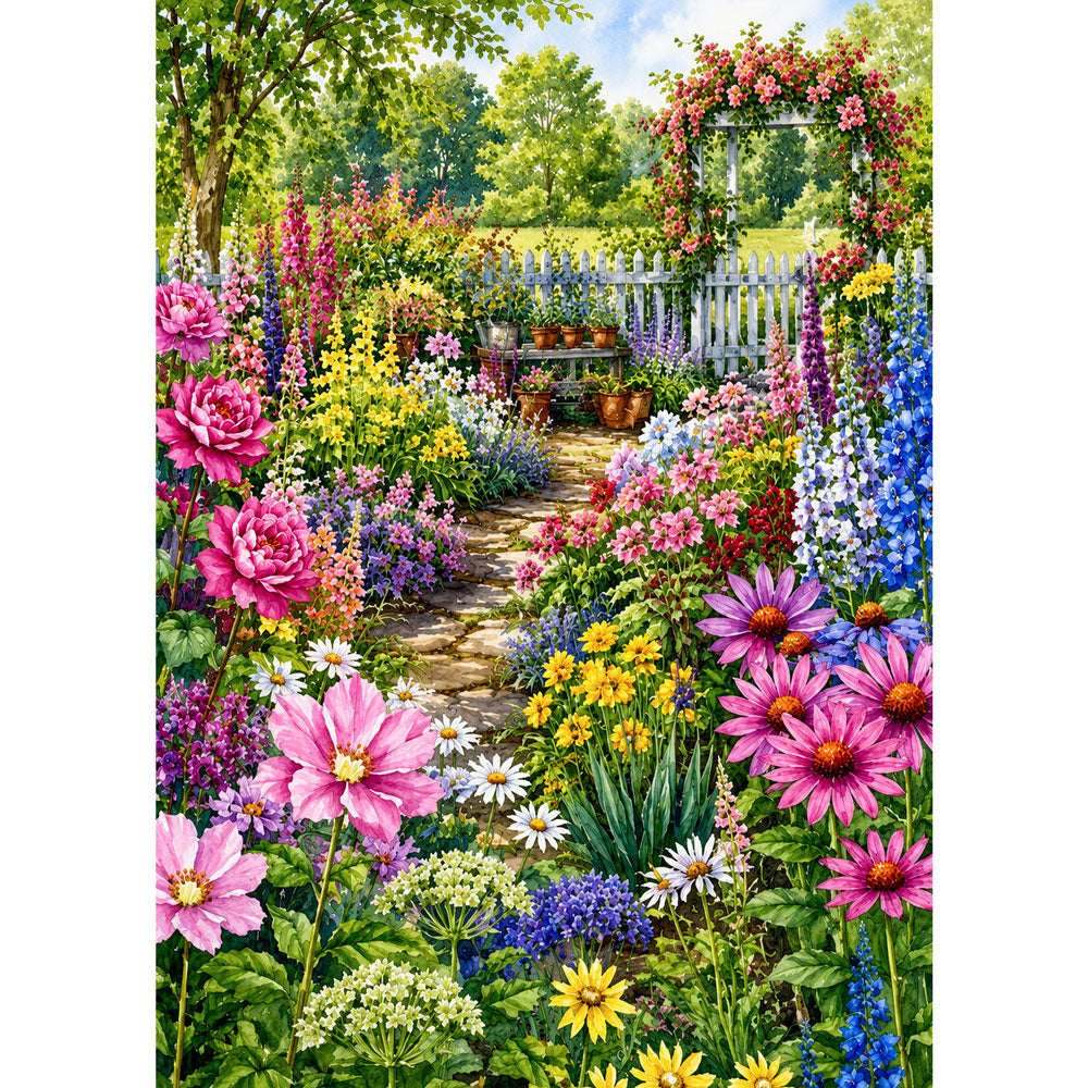 5D Diamond Painting – Romantischer Cottage-Blütengarten | Unique Diamond